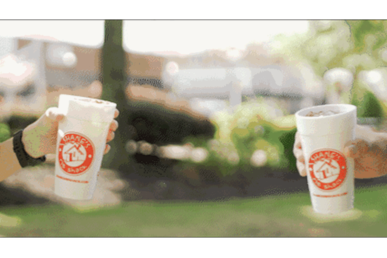 Cheers with Shane's cups (GIF)