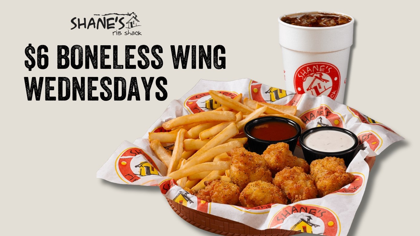 Enjoy a $6 Boneless Wing Meal at The Shack! 