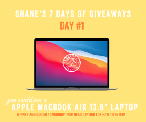 Shane's 7 days of giveaways - Day #1 - Apple Macbook Air 13.6" laptop. Winner announced 7/16/24